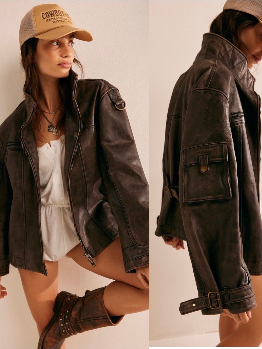 Free People We The Free Skyline Leather Jacket NWT $798 MSRP XS
